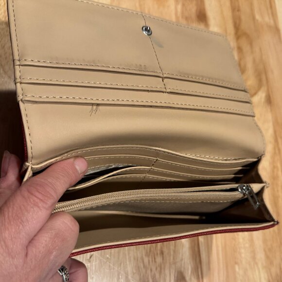 GUESS Women's Wallet Maroon/Red Zip Pocket, Outer Pocket, 14 Card Holders - Picture 7 of 8